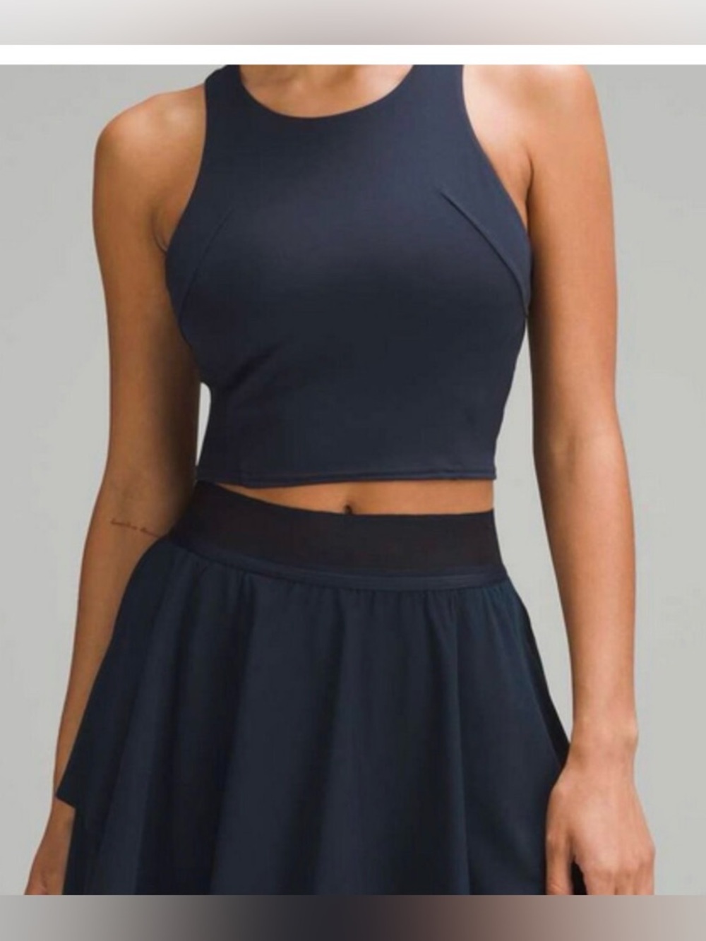 Women’s Lululemon Wunder Train Racerback True Navy High-Neck Crop Tank Top 10